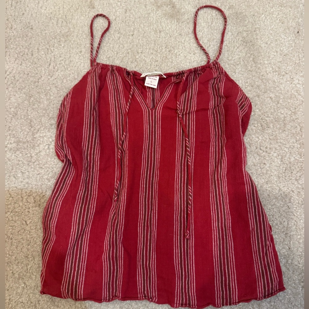 Abercrombie & Fitch Red and White Striped Camisole